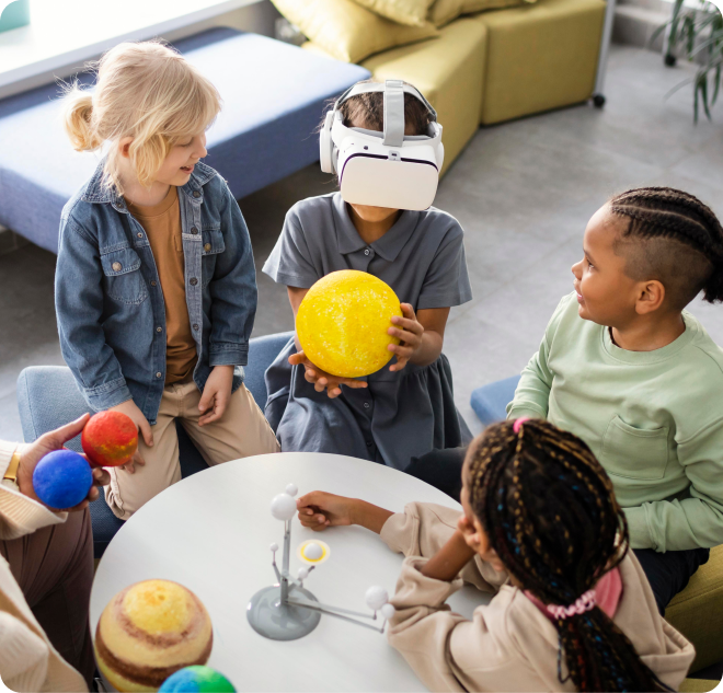 Kids learning with VR